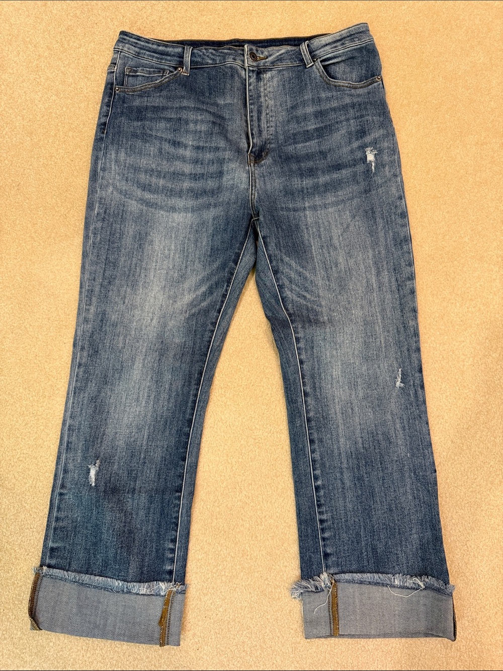 Women’s Mid Wash Blue Cuffed Jeans - Risen